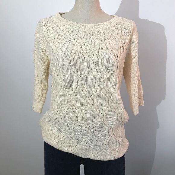 Zara - Cream Cable knit Shirt/Top - 3/4 sleeves- S - Picture 1 of 7